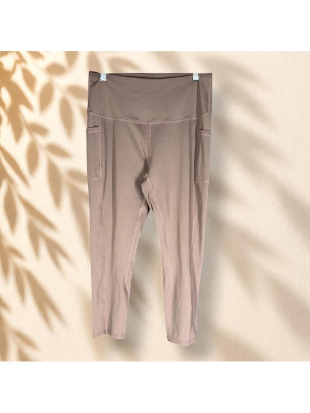Legend Activewear Leggings Women XL Brown High Rise Capri Pull On Gym Yoga